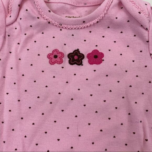 Pink and Brown Carter's snap crotch short sleeve onesie Girl 3 months bundle - Picture 8 of 13